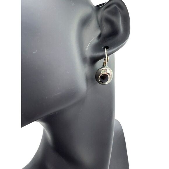 Liz Claiborne Earrings Black Silver Tone Dangle Drop Signed Dainty Minimalist - Picture 3 of 8